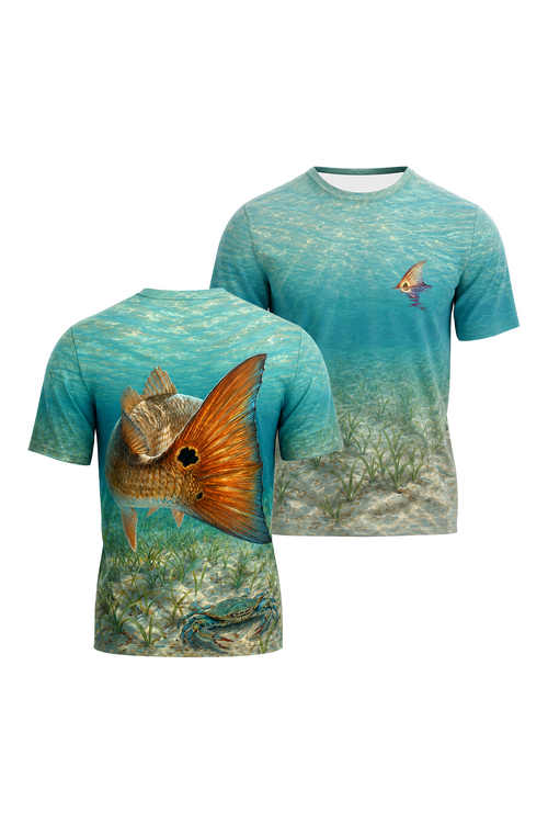 Pro Fishing Short Sleeve - Redfish Tailing Tide - AOS87 image 1