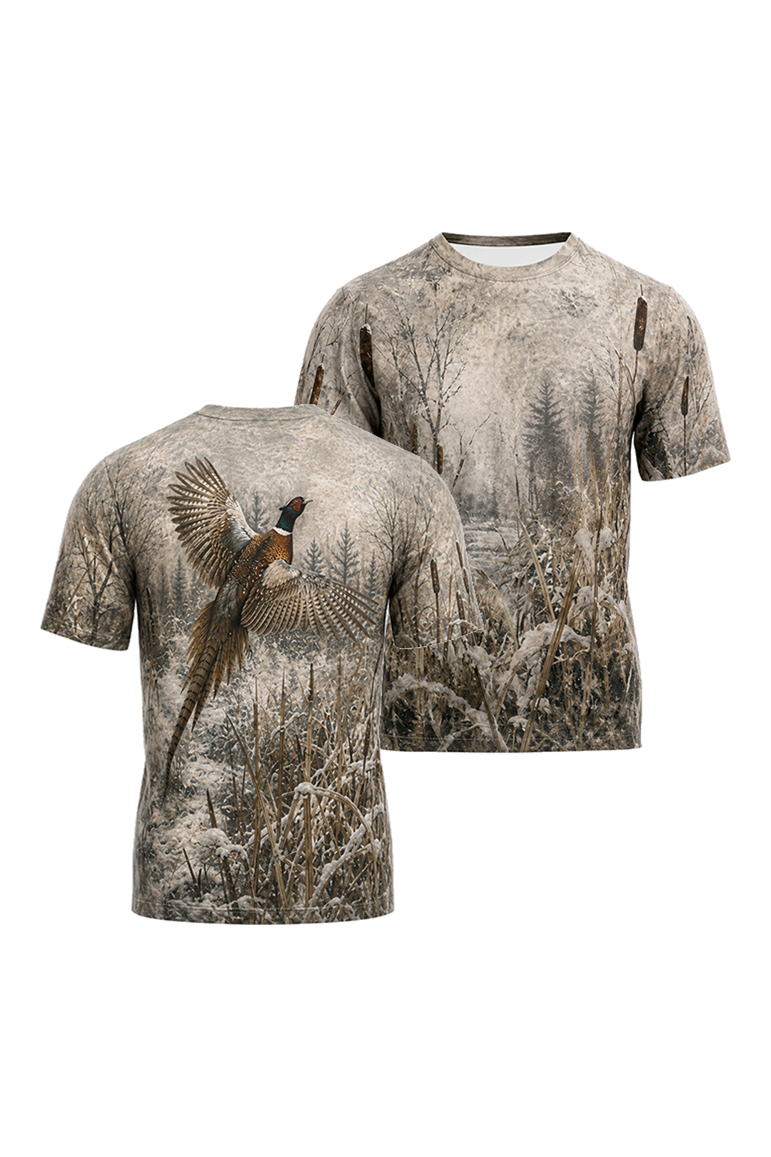 Pro Hunting Short Sleeve - Snowy Marsh Pheasant Flight image 1