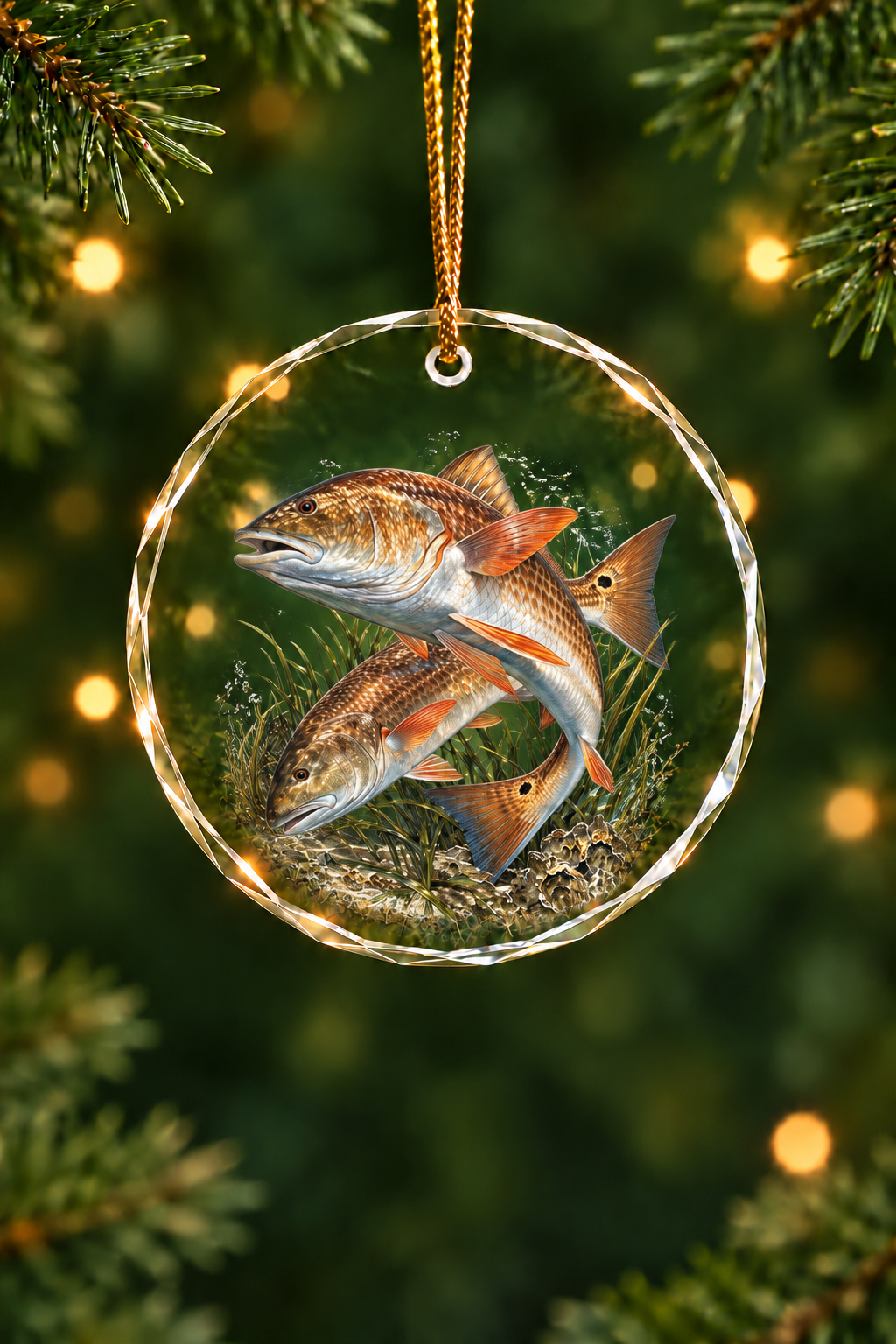 Golden Hour Redfish Marsh - Glass Ornament image 1