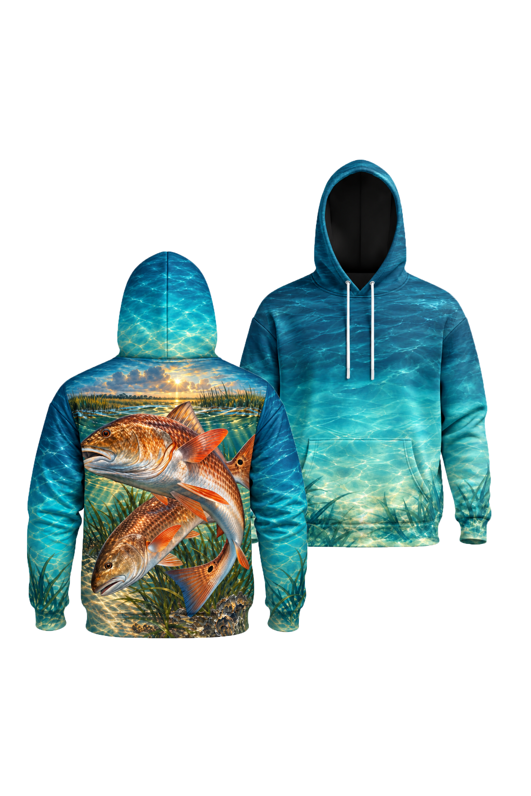 Performance Fleece-Lined Hoodie - Golden Hour Redfish Marsh image 1