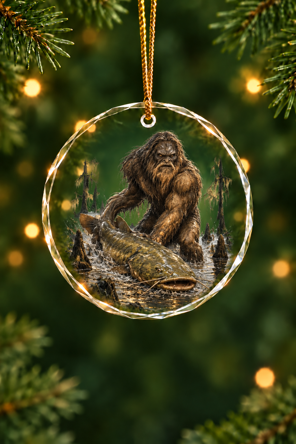 Fouke Monster Catfish Swamp - Glass Ornament image 1
