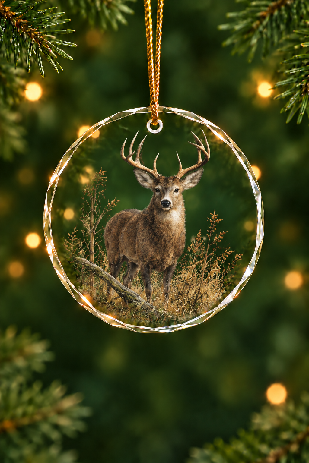 Deer in Cover - Glass Ornament image 1