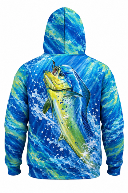 Performance Fleece-Lined Hoodie - Ocean Surge Golden Mahi Leap image 5
