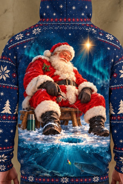 Performance Fleece-Lined Hoodie - Sleeping Santa Ice Trout image 4
