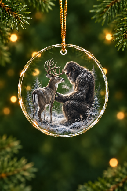 Bigfoot Winter Buck Frost - Glass Ornament image 1
