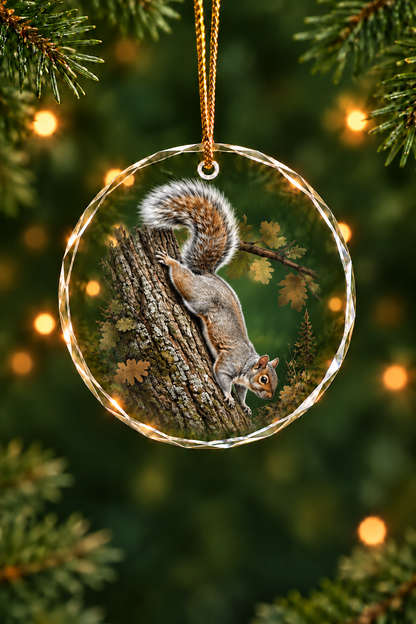 Oak Canopy Squirrel Descent - Glass Ornament image 1
