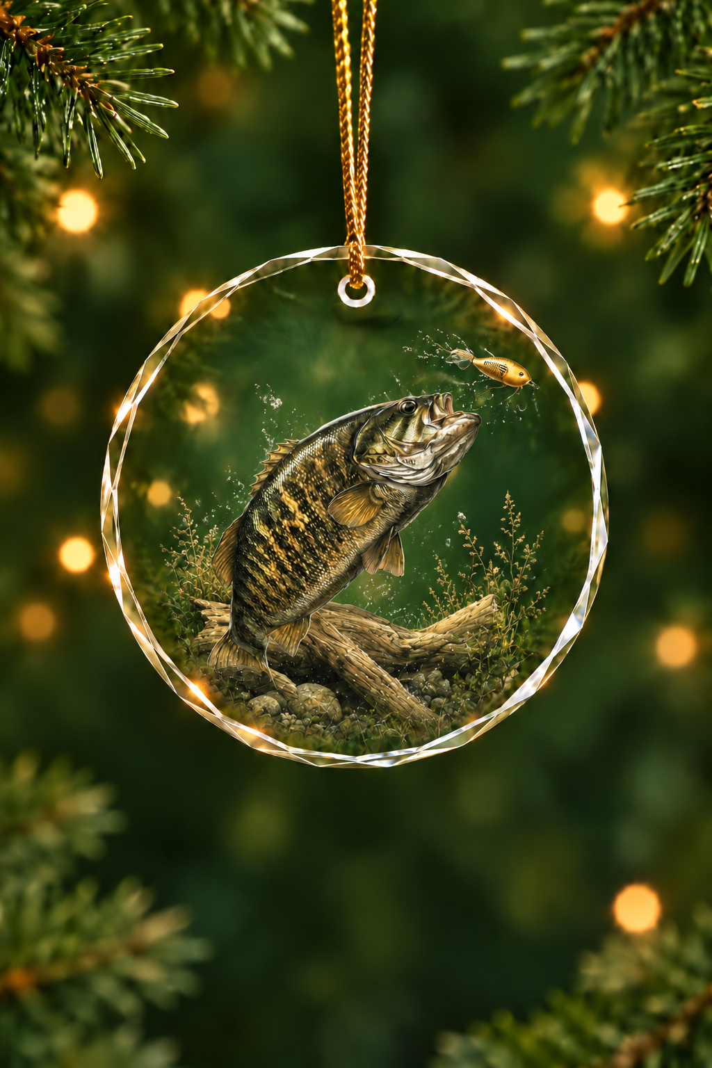 Olive Timber Bass - Glass Ornament image 1