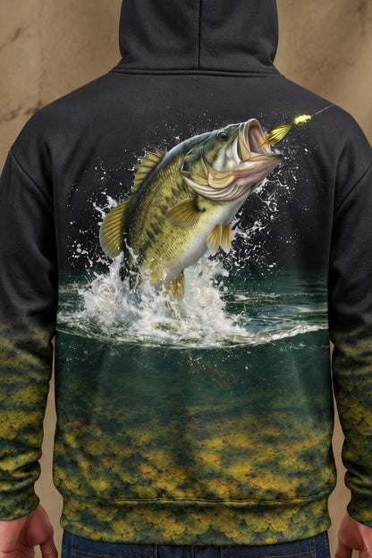Performance Fleece-Lined Hoodie - Midnight Bass Strike image 4