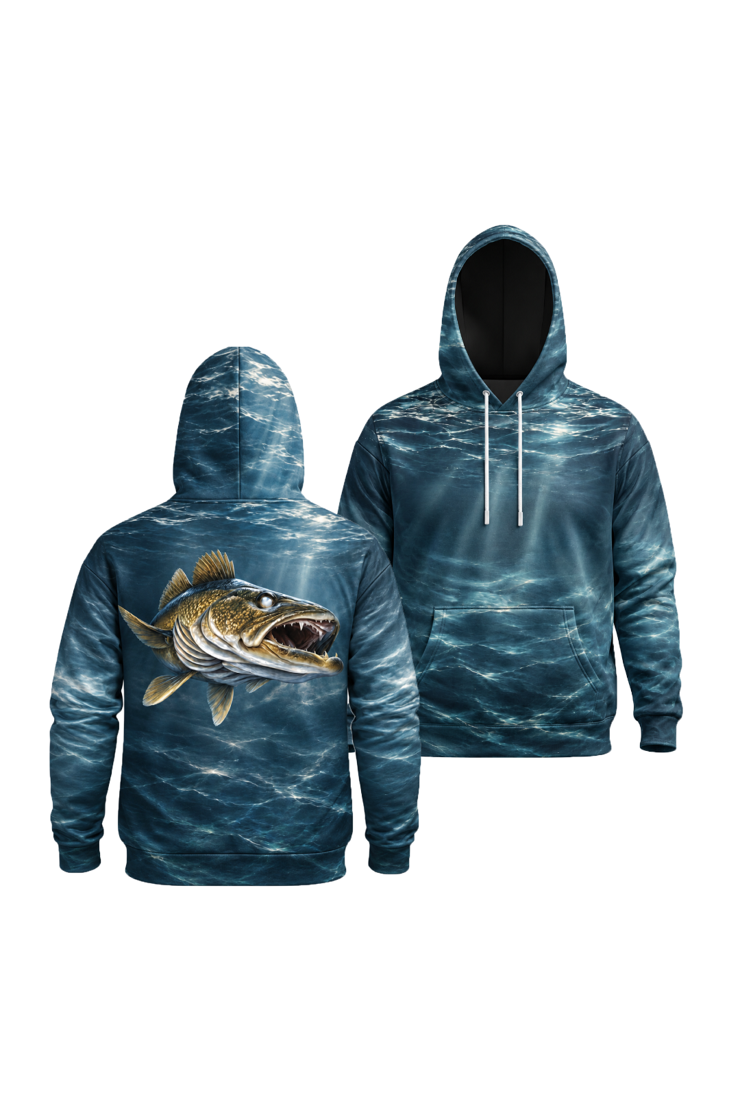 Performance Fleece-Lined Hoodie - Deep Current Walleye Hunter image 1