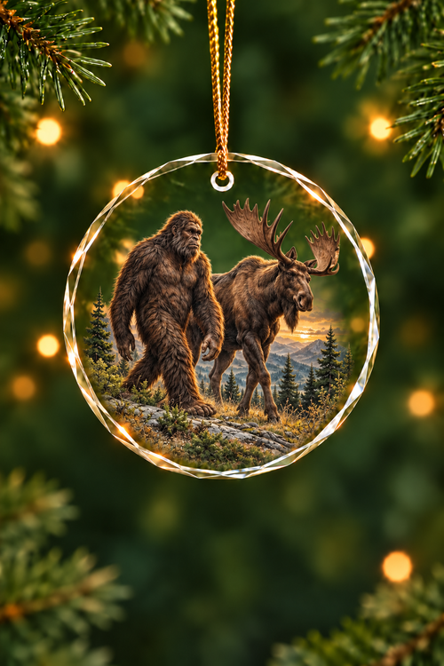 Bigfoot Moose Ridge Sunset - Glass Ornament image 1