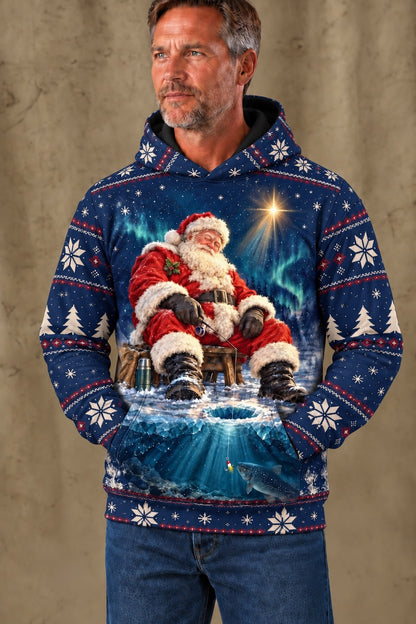 Performance Fleece-Lined Hoodie - Sleeping Santa Ice Trout image 3