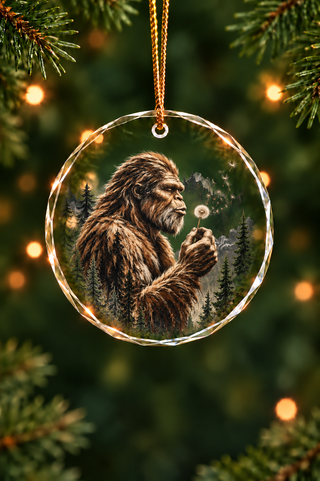 Bigfoot Dandelion Pine Ridge - Glass Ornament image 1