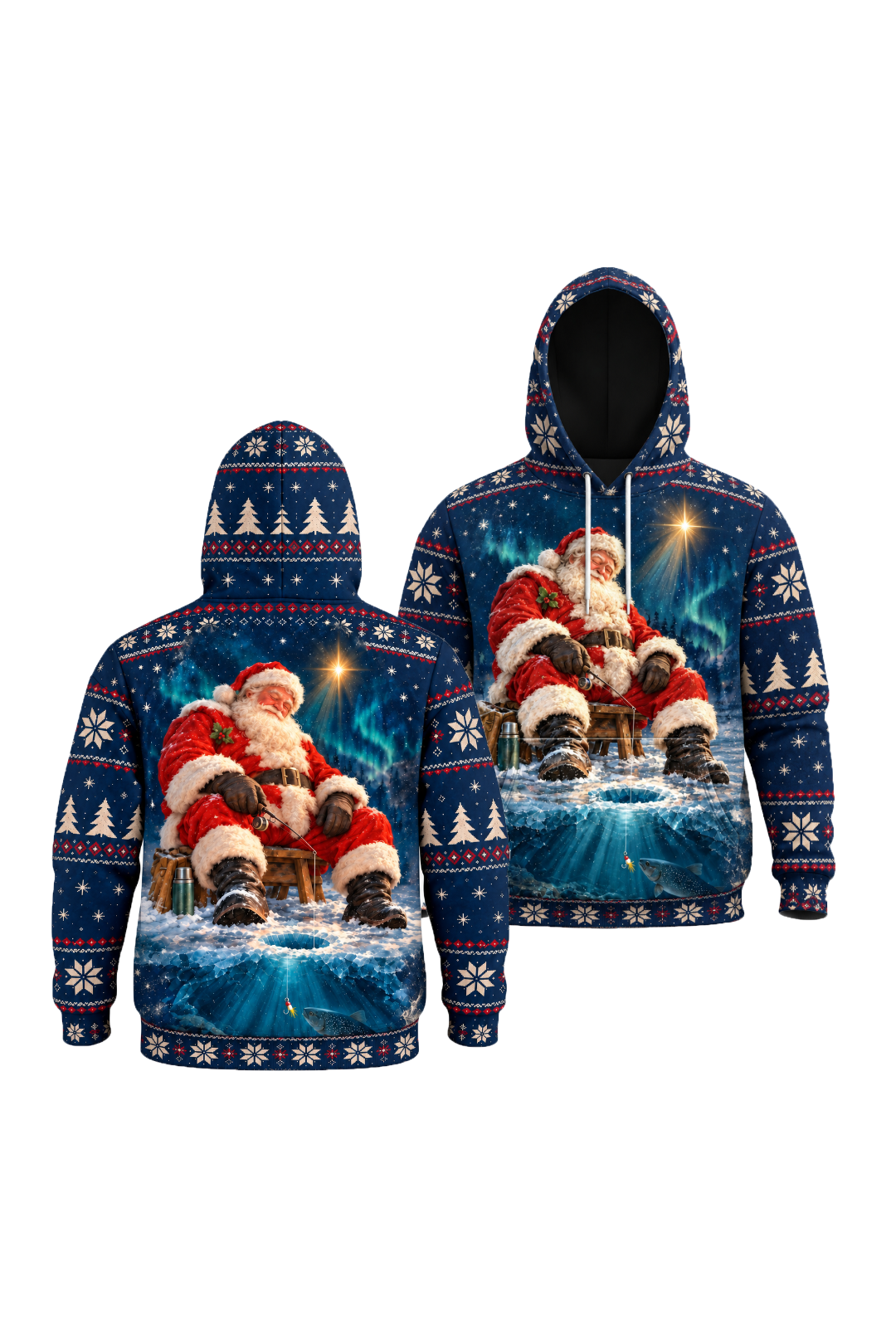 Performance Fleece-Lined Hoodie - Sleeping Santa Ice Trout image 1