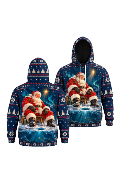 Performance Fleece-Lined Hoodie - Sleeping Santa Ice Trout image 1