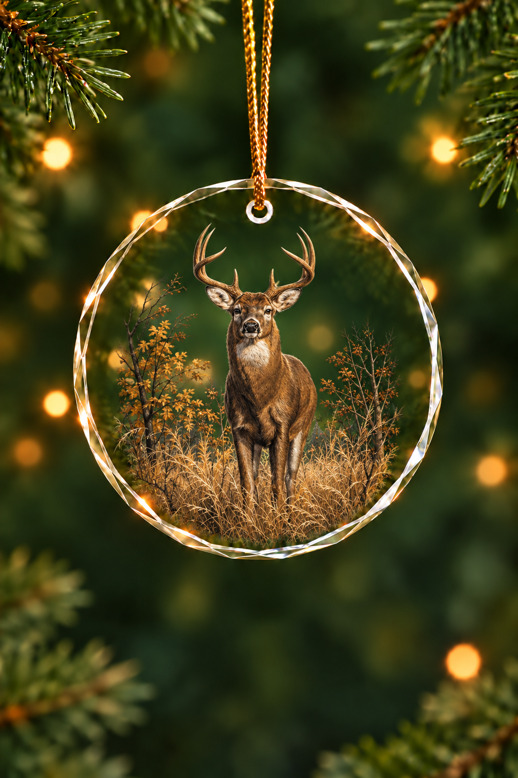 Prairie Stag Sunrise - Glass Ornament image 1