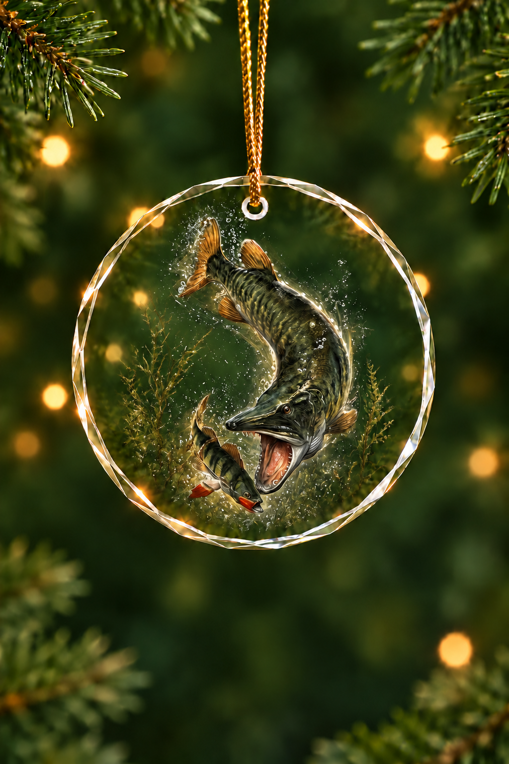 Dark Weed Musky Strike - Glass Ornament image 1