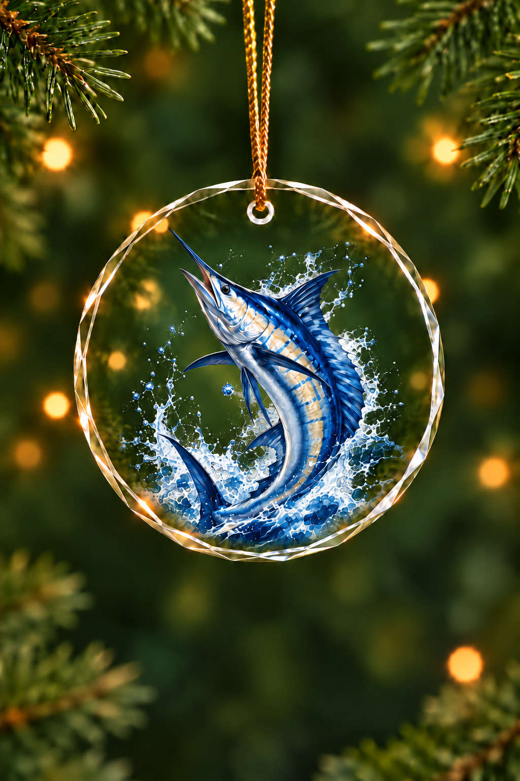 Freedom Strike Marlin - Glass Ornament image 1