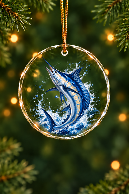 Freedom Strike Marlin - Glass Ornament image 1