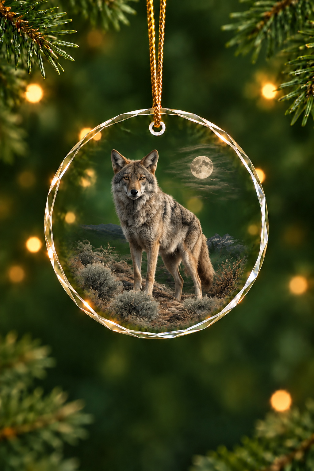 Coyote Moonlit Sage - Glass Ornament image 1