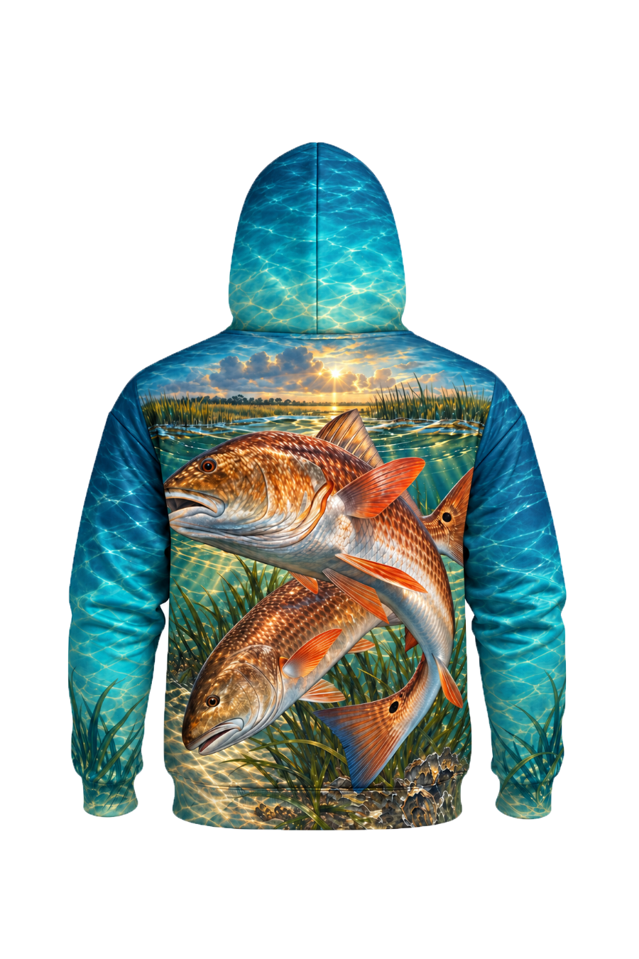 Performance Fleece-Lined Hoodie - Golden Hour Redfish Marsh image 5