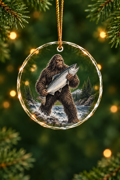Bigfoot Salmon Stormy Surge - Glass Ornament image 1