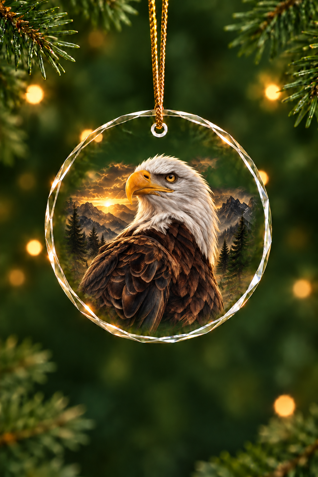 Golden Summit Eagle Monarch - Glass Ornament image 1