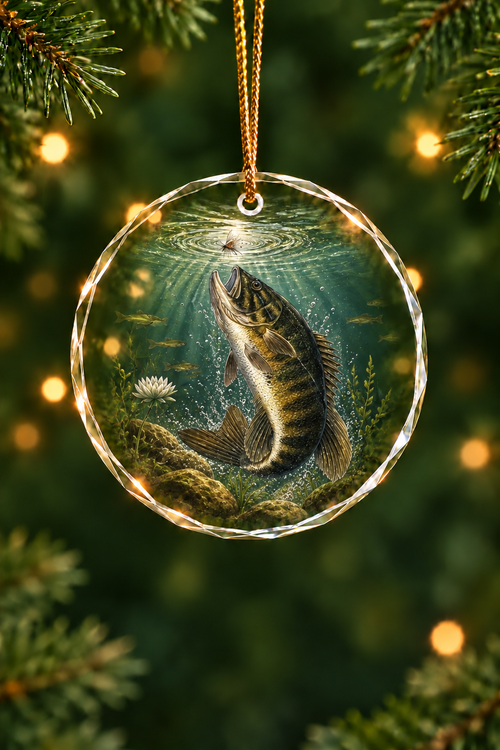 Smallmouth Bass Surface Ambush - Glass Ornament image 1