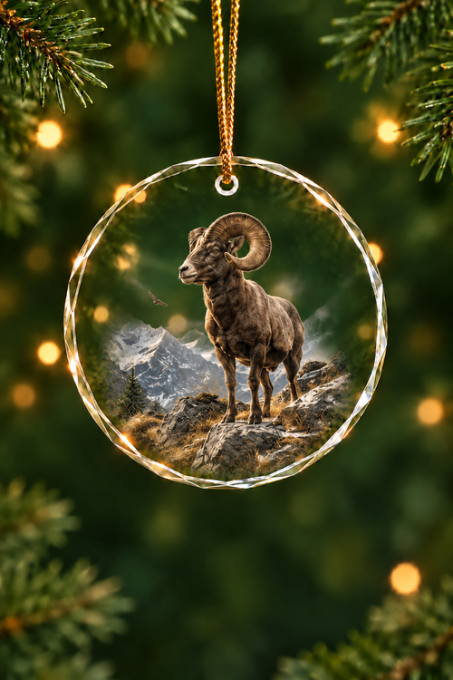 Alpine Peak Bighorn Monarch - Glass Ornament image 1