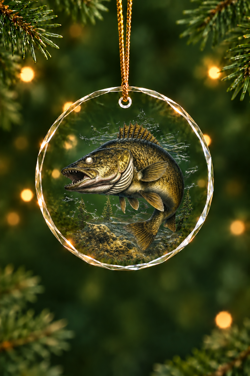 Sunlit Bottom Walleye - Glass Ornament image 1