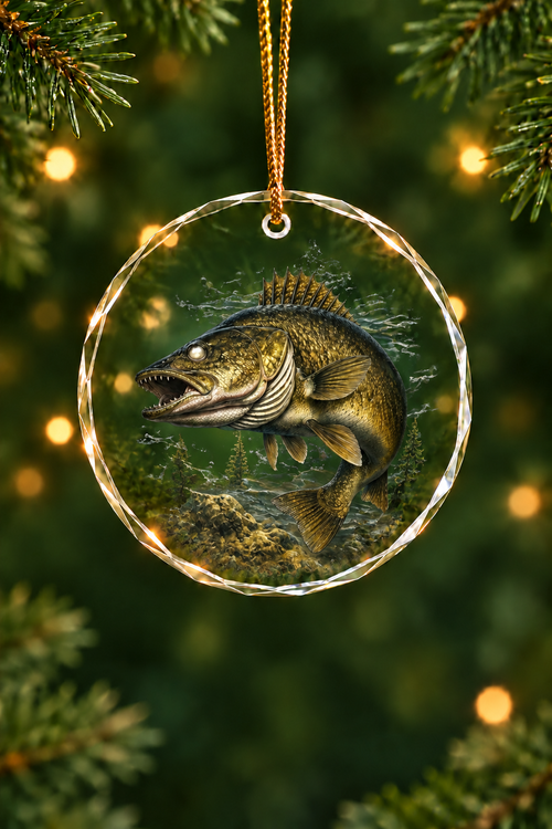 Sunlit Bottom Walleye - Glass Ornament image 1
