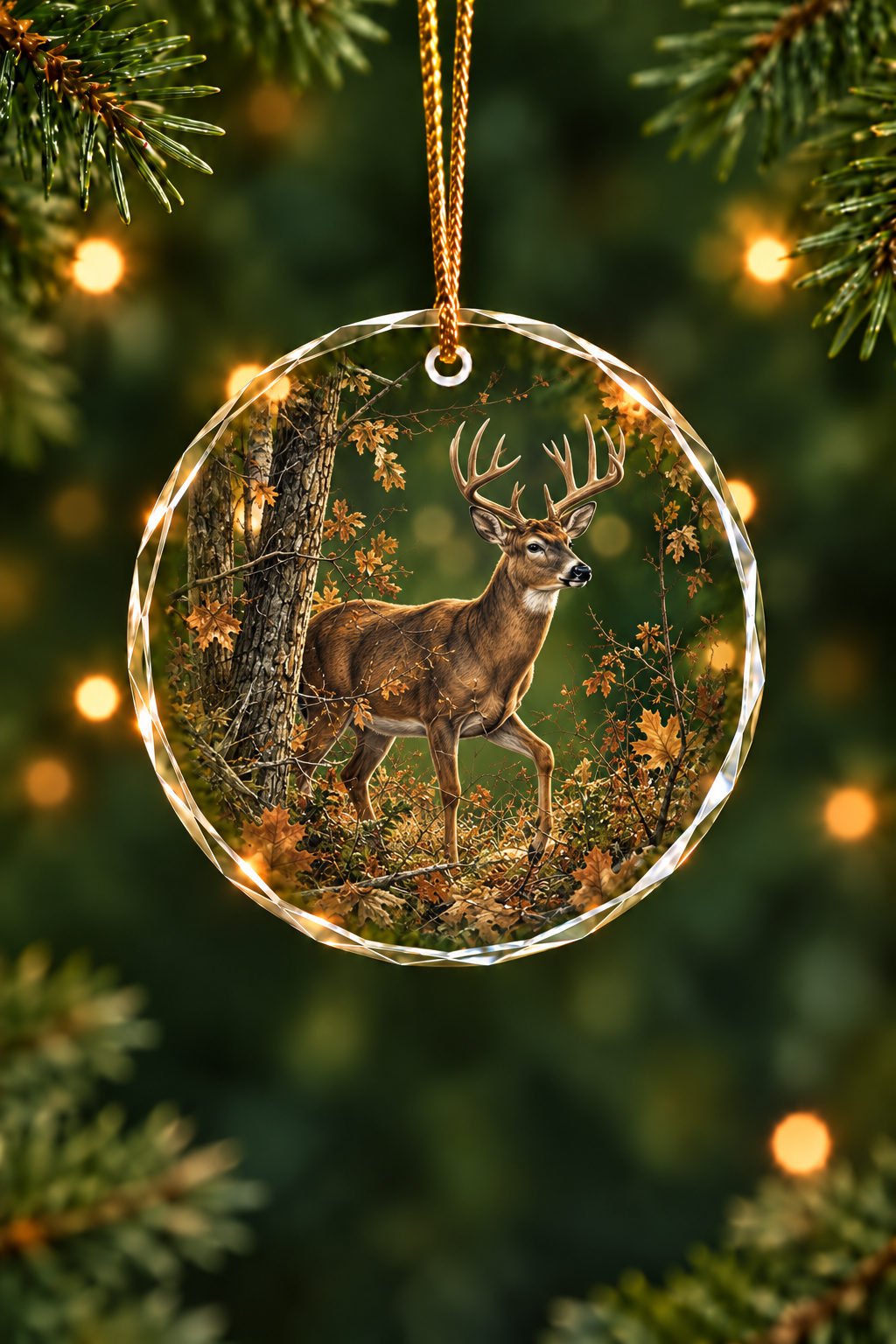 Autumn Amber Whitetail - Glass Ornament image 1