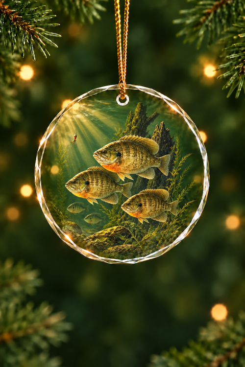 Golden Ray Bluegill School - Glass Ornament image 1