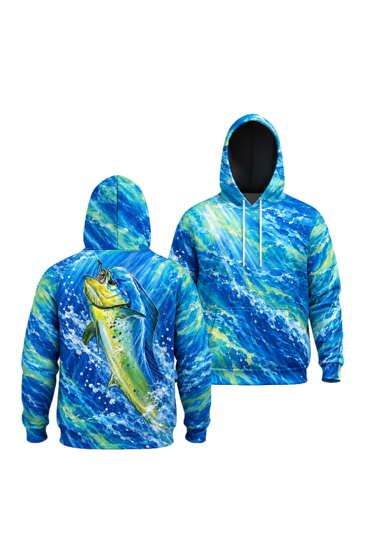 Performance Fleece-Lined Hoodie - Ocean Surge Golden Mahi Leap image 1