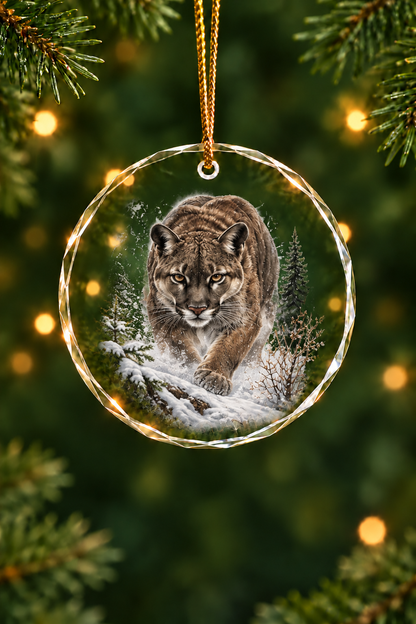 Snow Ridge Cougar Track - Glass Ornament image 1