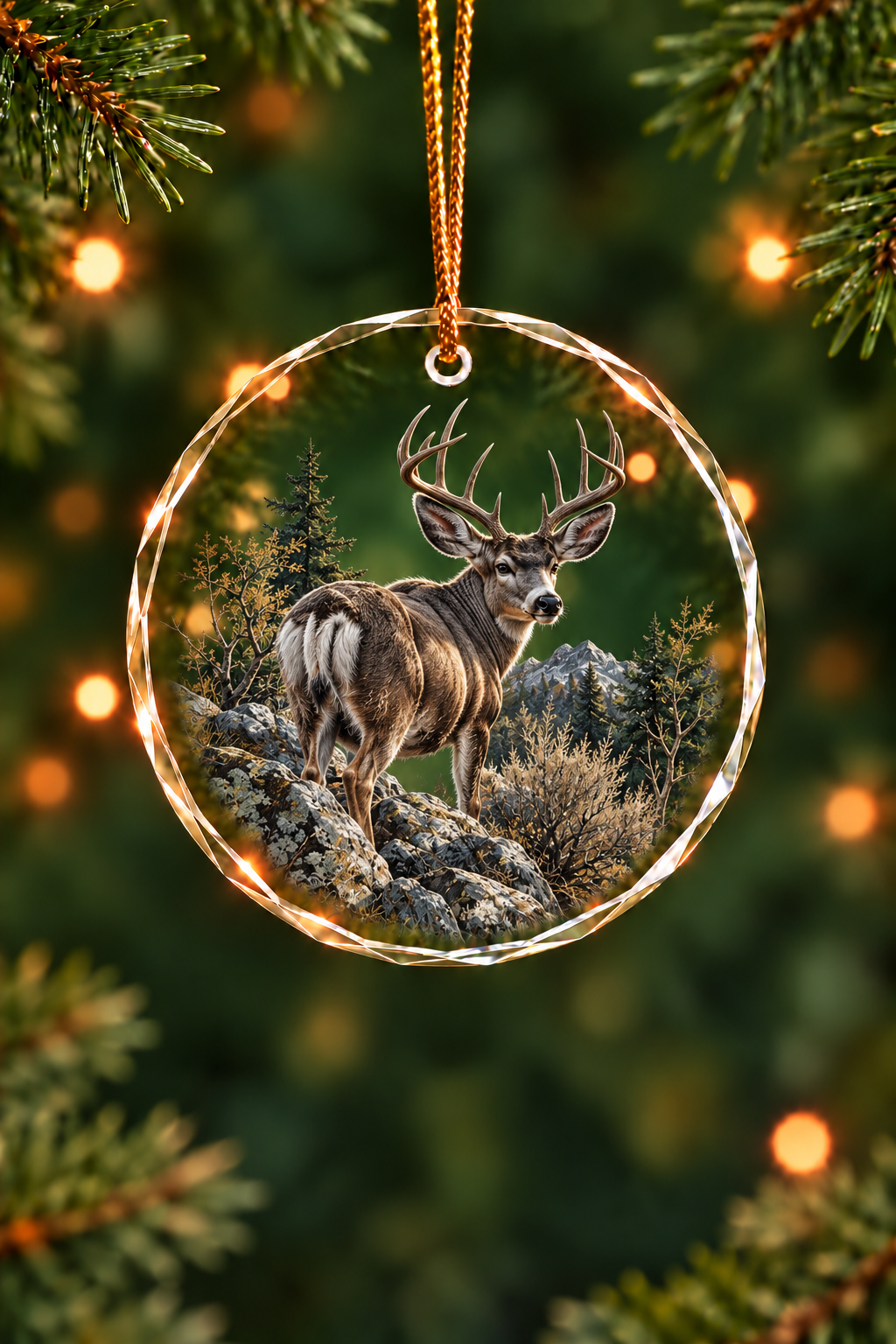 Mule Deer Cold Slate Canyon - Glass Ornament image 1