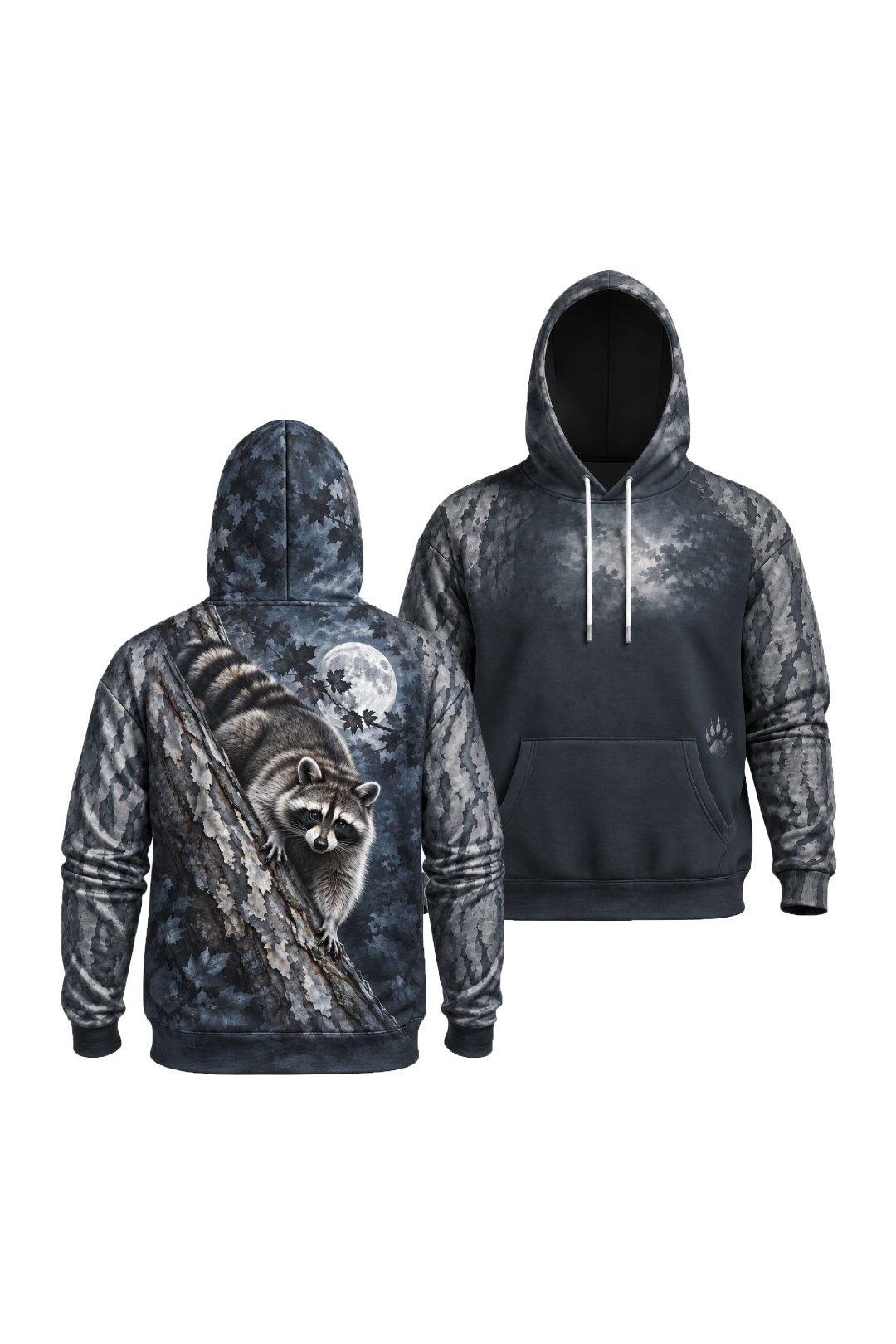 Performance Fleece-Lined Hoodie - Moonlit Sycamore Raccoon Prowl image 1