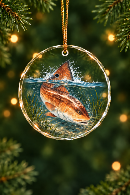 Ocean Blue Redfish Tail Tailing - Glass Ornament image 1