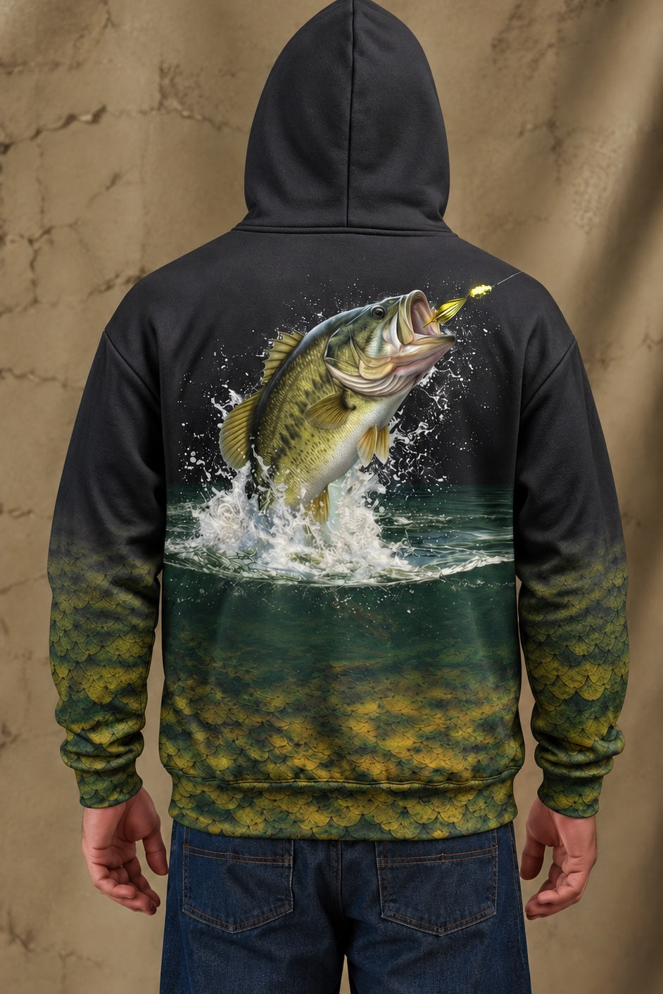 Performance Fleece-Lined Hoodie - Midnight Bass Strike image 2