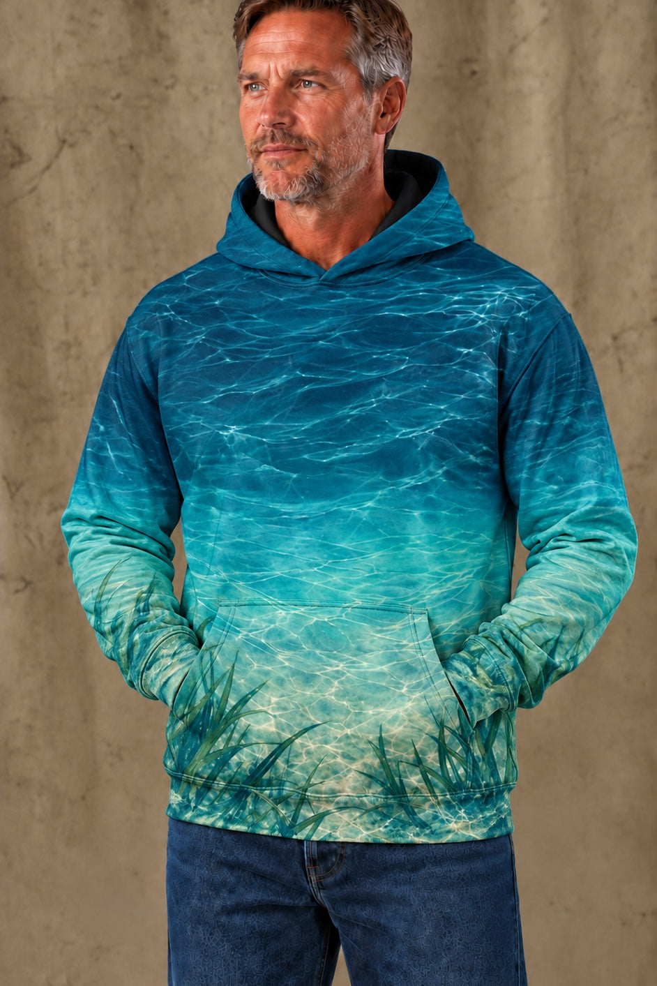 Performance Fleece-Lined Hoodie - Golden Hour Redfish Marsh image 3