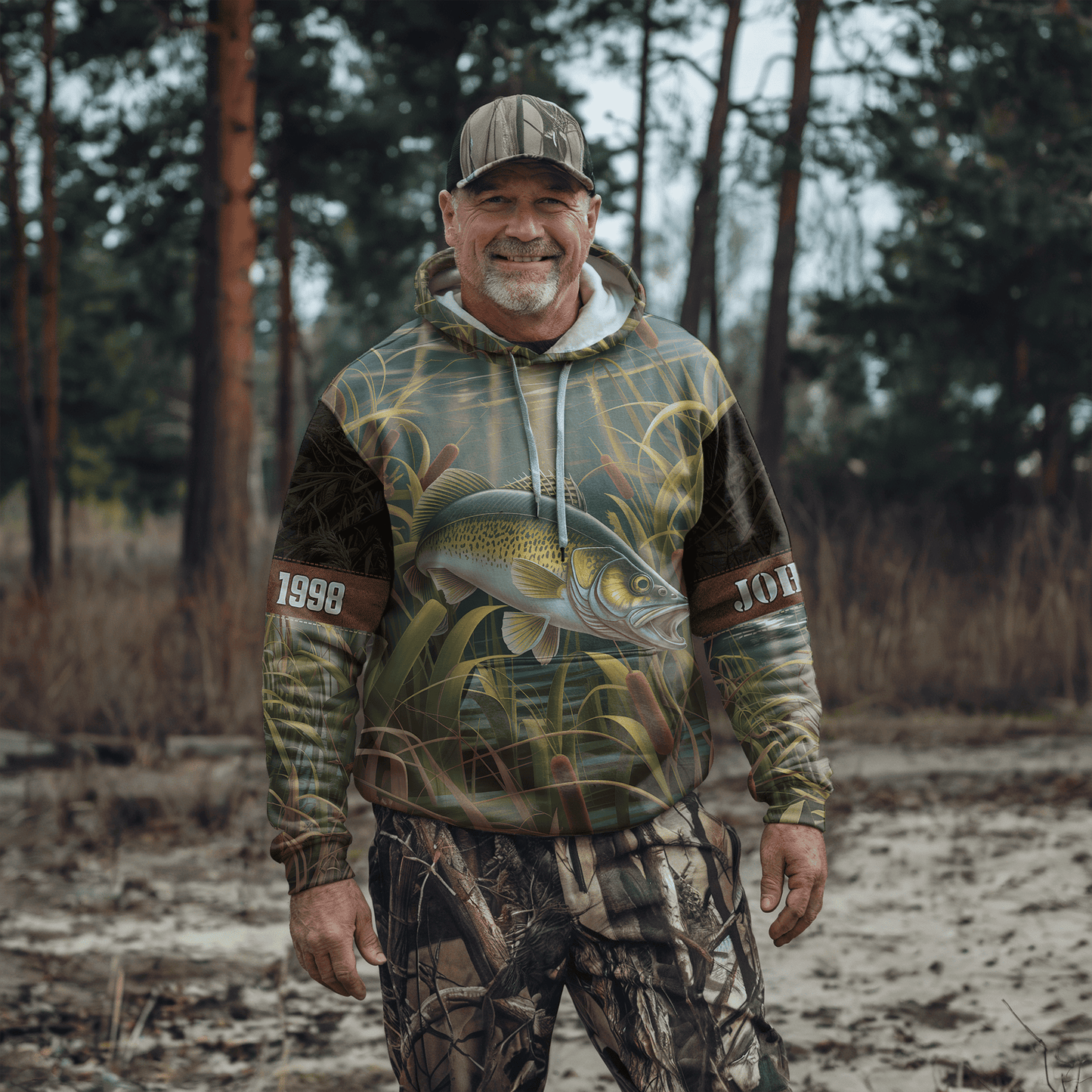 Walleye Marsh Hunter Personalized Hoodie