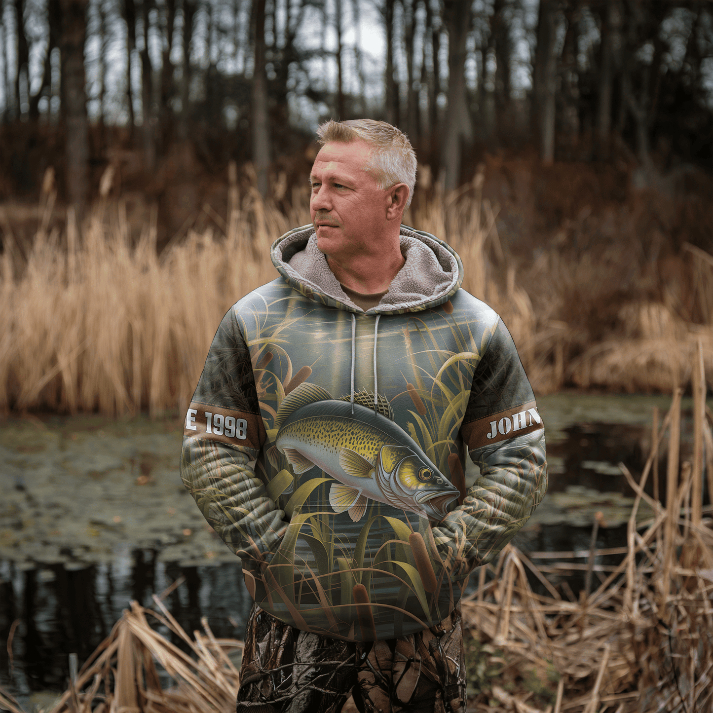 Walleye Marsh Hunter Personalized Hoodie