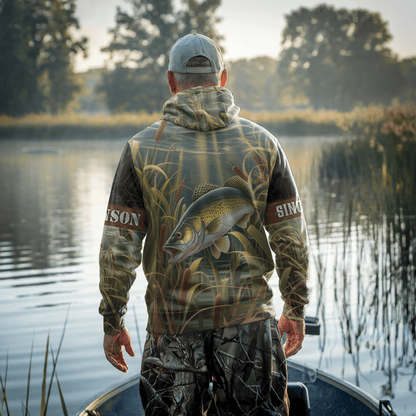Walleye Marsh Hunter Personalized Hoodie