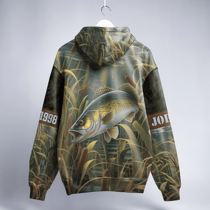 Walleye Marsh Hunter Personalized Hoodie