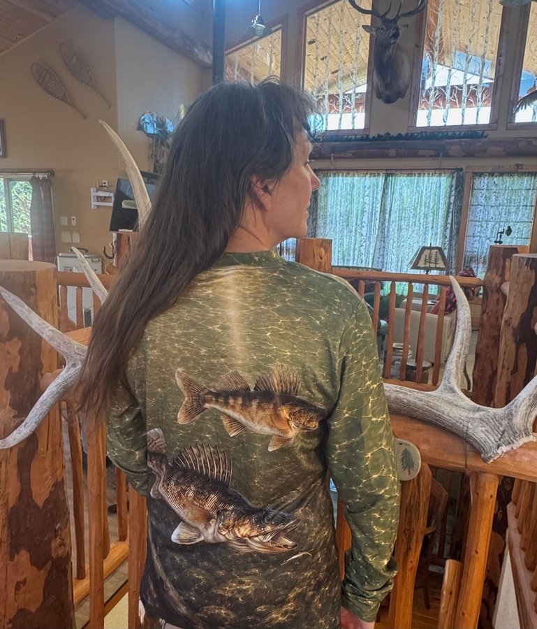 Customer wearing Gravel Walleye Haul shirt