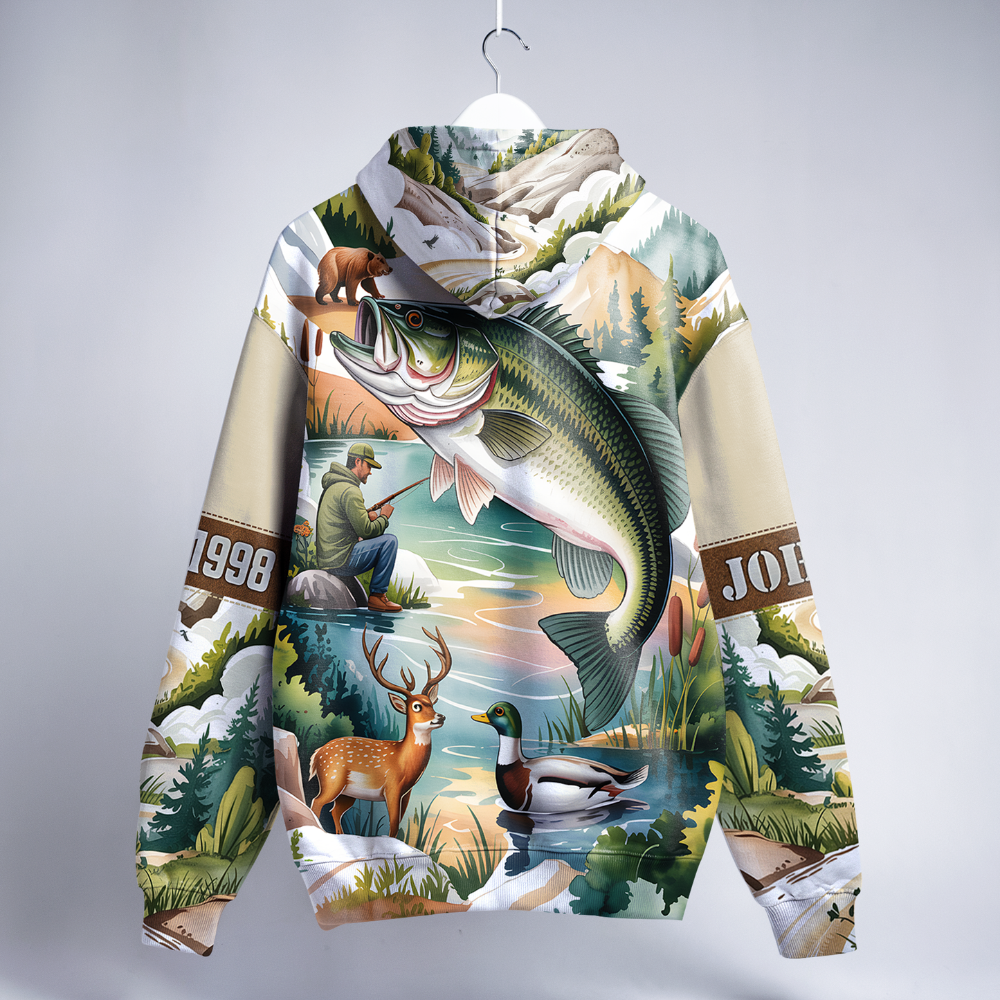 Mountain Lake Bass & Wildlife Personalized Hoodie