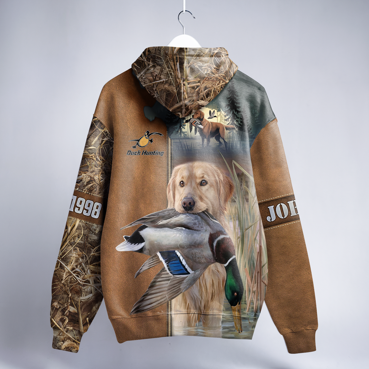 Duck Hunting Hoodie - Golden Retriever Personalized Camo Design