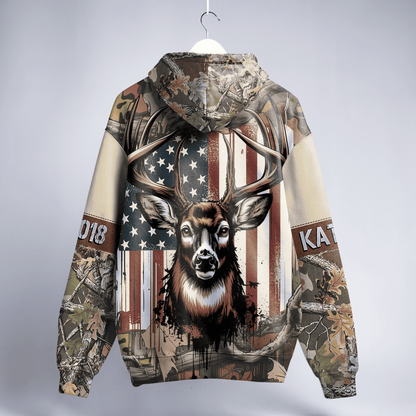 American Whitetail Patriot Personalized Zip Hoodie