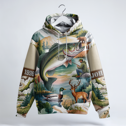Mountain Lake Bass & Wildlife Personalized Hoodie