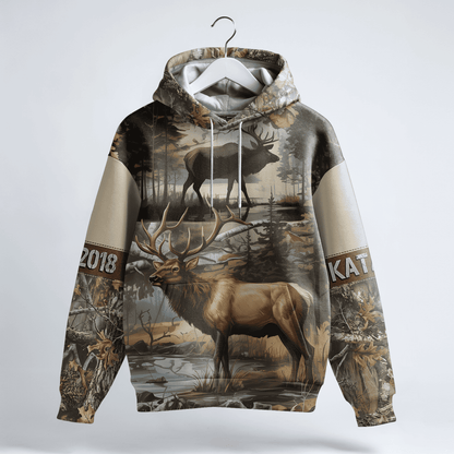 Whitetail Elk Wilderness Personalized Hoodie
