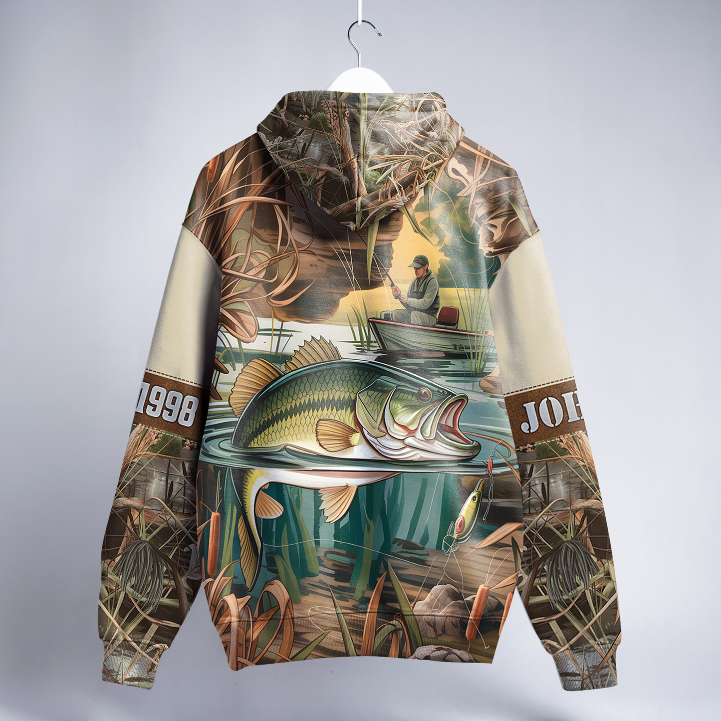 Vintage Bass Fishing Personalized Hoodie
